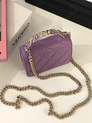 Fortok Chanel 22ss Thick Chain Shoulder Bag in Purple 13×17×6cm - 6