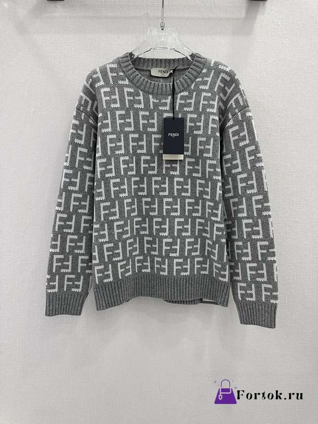 Fortok Fendi Grey FF Chenille Knit Jumper - 1