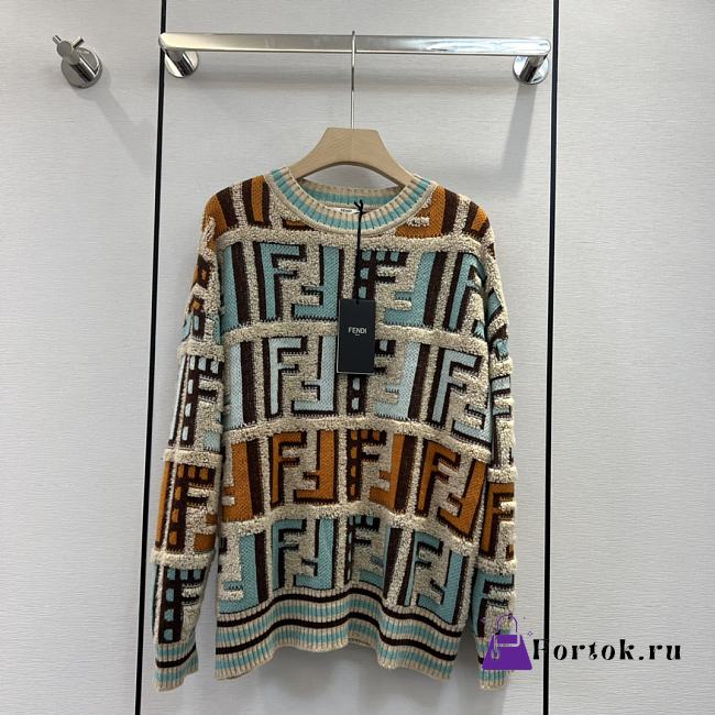 Fortok Fendi 2023 FF Logo Round Neck Sweater - 1