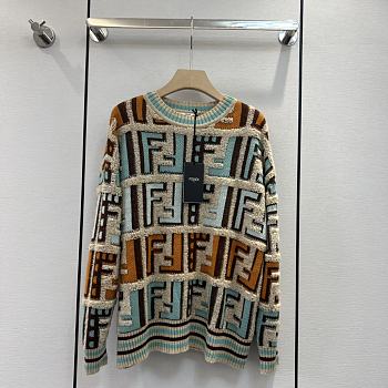 Fortok Fendi 2023 FF Logo Round Neck Sweater