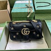 Fortok Gucci Marmont Double G Rivets Bag in Black 22x13x6cm - 1