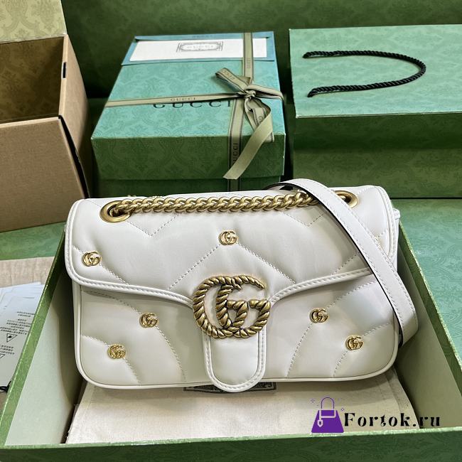 Fortok Gucci Marmont Double G Rivets Bag in White 22x13x6cm - 1