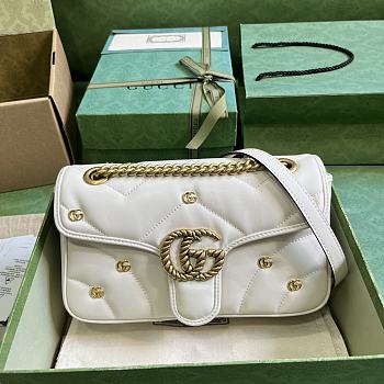 Fortok Gucci Marmont Double G Rivets Bag in White 22x13x6cm