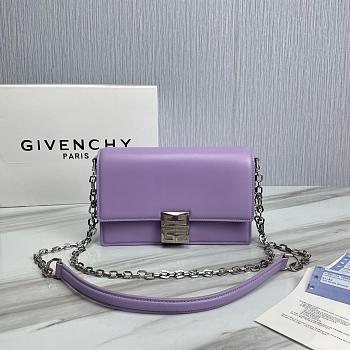 Fortok Givenchy Leather 4G Metal Buckle Chain Bag in Purple 20x13x5cm