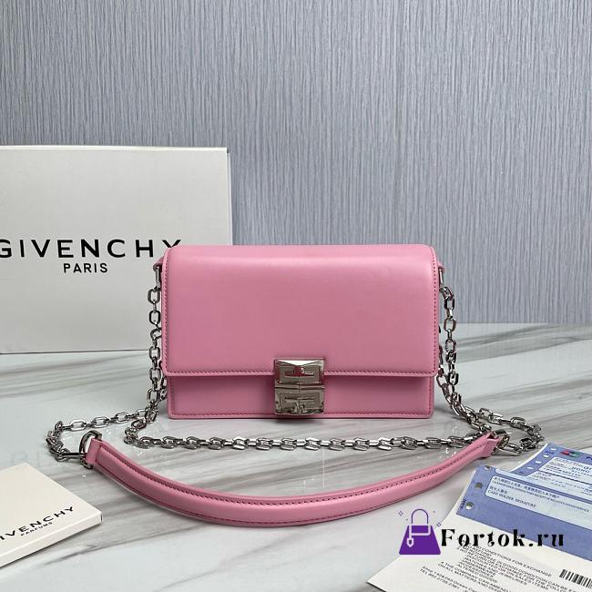 Fortok Givenchy Leather 4G Metal Buckle Chain Bag in Pink 20x13x5cm - 1