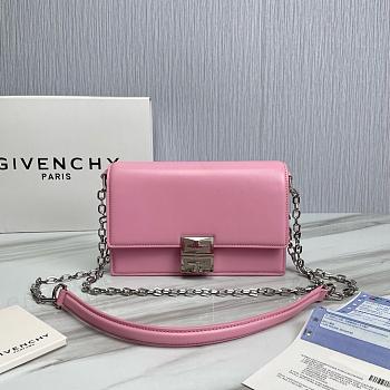 Fortok Givenchy Leather 4G Metal Buckle Chain Bag in Pink 20x13x5cm