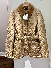 Fortok Burberry Diamond-quilted Belted Jacket in Beige - 1