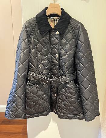 Fortok Burberry Diamond-quilted Belted Jacket in Black