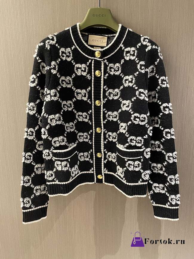 Fortok Gucci 23 Jacquard Cardigan in Black - 1