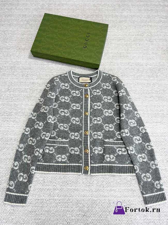 Fortok Gucci 23 Jacquard Cardigan in Grey - 1