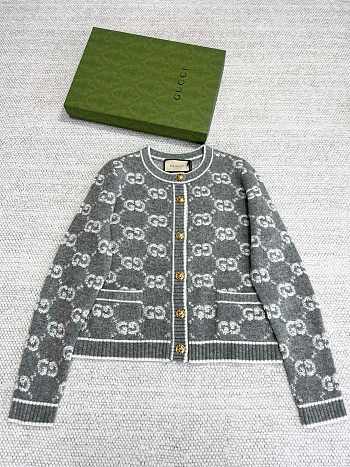 Fortok Gucci 23 Jacquard Cardigan in Grey