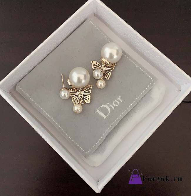 Fortok Dior Butterfly Pearl Earrings - 1