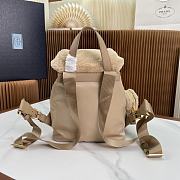 Fortok Prada Re-Nylon and Shearling Backpack in Beige 25x20.5x11.5cm - 6