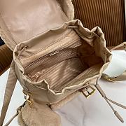 Fortok Prada Re-Nylon and Shearling Backpack in Beige 25x20.5x11.5cm - 3