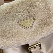 Fortok Prada Re-Nylon and Shearling Backpack in Beige 25x20.5x11.5cm - 2