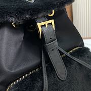 Fortok Prada Re-Nylon and Shearling Backpack in Black 25x20.5x11.5cm - 2