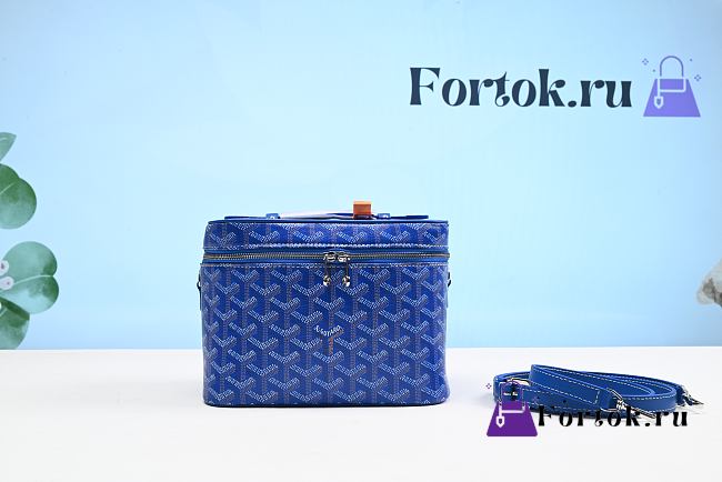 Fortok Goyard Goyardine Muse Vanity Case in Blue 20cm - 1