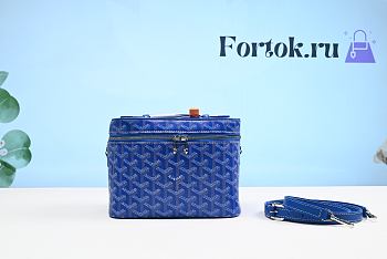 Fortok Goyard Goyardine Muse Vanity Case in Blue 20cm