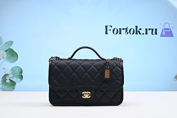 Fortok Chanel Caviar Quilted Small Top Handle Flap Bag Black 25cm