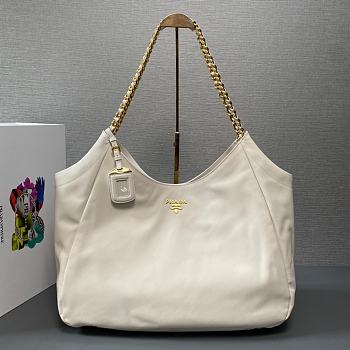 Fortok Prada Tote Bag in White 1BA638 39x29x19cm