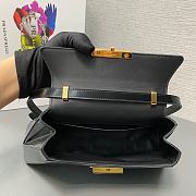 Fortok Prada Black Triangle-logo Leather Shoulder Bag 1BD343 28.5x14x7cm - 4