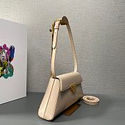 Fortok Prada Beige Triangle-logo Leather Shoulder Bag 1BD343 28.5x14x7cm - 3