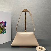 Fortok Prada Beige Triangle-logo Leather Shoulder Bag 1BD343 28.5x14x7cm - 2