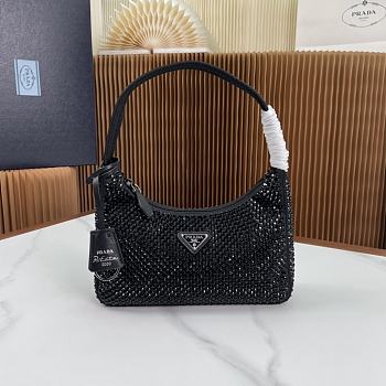 Fortok Prada Black Embellished Mini Shoulder Bag 23x13x5cm