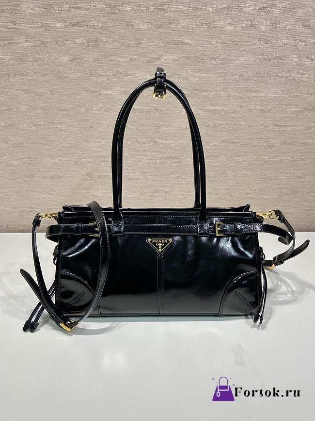 Fortok Prada Black Leather HandBag 32x15.5x12cm - 1