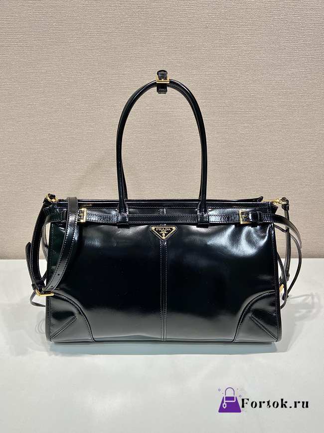 Fortok Prada Large Black Leather HandBag 38x30x12cm - 1