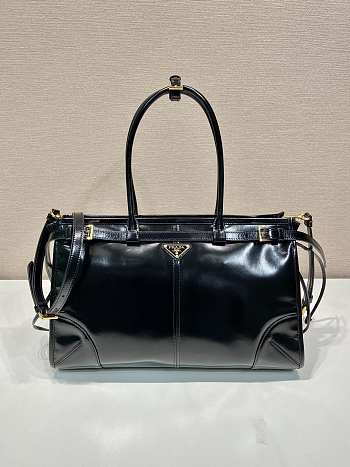 Fortok Prada Large Black Leather HandBag 38x30x12cm