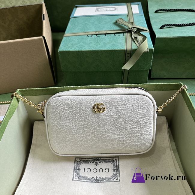 Fortok Gucci GG Marmont Mini Shoulder Bag in White 772759 11x18.5x4cm - 1
