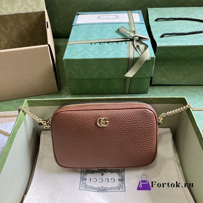 Fortok Gucci GG Marmont Mini Shoulder Bag in Brown 772759 11x18.5x4cm - 1
