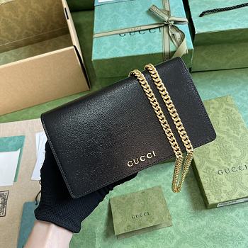 Fortok Gucci Chain Wallet In Black With Gucci Script 772643 12.5x20x4cm