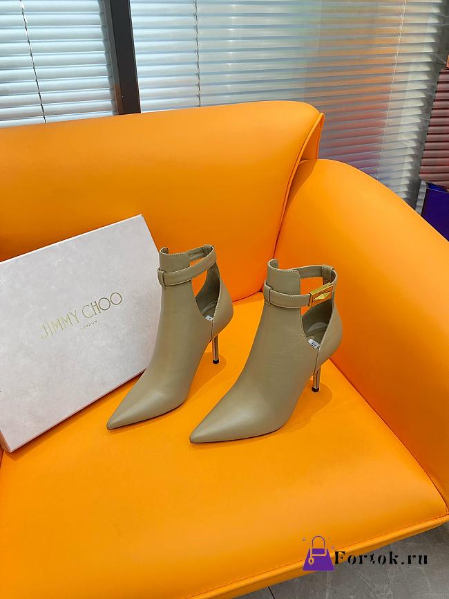 Fortok Jimmy Choo Nell 85mm Leather Ankle Boots In Taupe Brown - 1