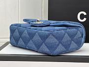 Fortok Chanel Printed Denim Quilted Mini Rectangular Flap Dark Blue 20cm - 2