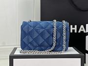 Fortok Chanel Printed Denim Quilted Mini Rectangular Flap Dark Blue 20cm - 4