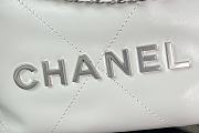 Fortok Chanel 22 White Grained Leather Handbag Silver Hardware 19x20x6cm - 5