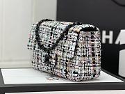 Fortok Chanel Tweed Quilted Mini Rectangular Flap Bag White Black Multicolor 20cm - 5
