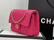 Fortok Chanel Cashmere Tweed Quilted Mini Rectangular Flap Bag Pink 20cm - 4