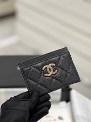 Fortok Chanel Flat Cardholder with Chain CC Black Caviar with Gold Hardware 11x8cm - 1