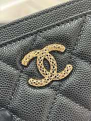 Fortok Chanel Flat Cardholder with Chain CC Black Caviar with Gold Hardware 11x8cm - 3