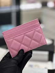 Fortok Chanel Flat Cardholder with Chain CC Pink Caviar with Gold Hardware 11x8cm - 5