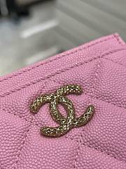 Fortok Chanel Flat Cardholder with Chain CC Pink Caviar with Gold Hardware 11x8cm - 2