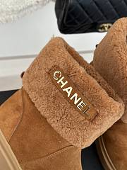 Fortok Chanel 2023 Logo Fur Short Boots in Brown - 3