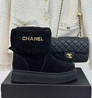Fortok Chanel 2023 Logo Fur Short Boots in Black - 1