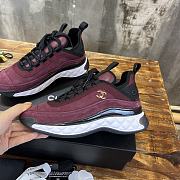Fortok Chanel Velvet Calfskin Mixed Fibers CC Sneakers 38 Burgundy - 6