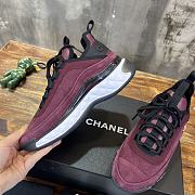 Fortok Chanel Velvet Calfskin Mixed Fibers CC Sneakers 38 Burgundy - 4