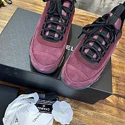 Fortok Chanel Velvet Calfskin Mixed Fibers CC Sneakers 38 Burgundy - 2