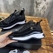 Fortok Chanel Velvet Calfskin Mixed Fibers CC Sneakers 38 Black - 2